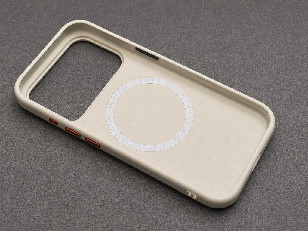 殼款內側：MagSafe 磁環與吊飾孔設計