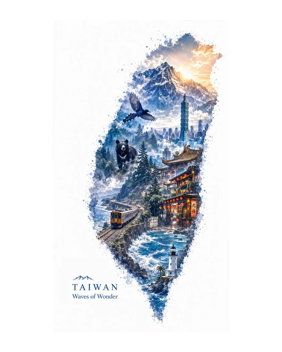 AI 生成台灣主題插畫範例
